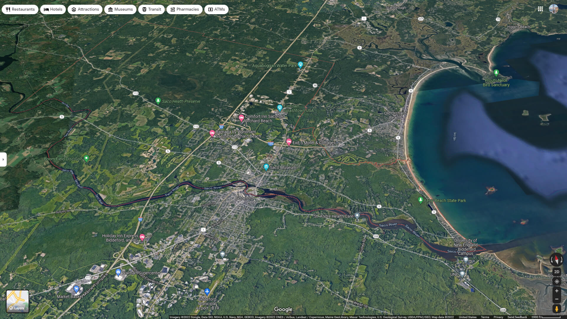 Saco Aerial Map Maine